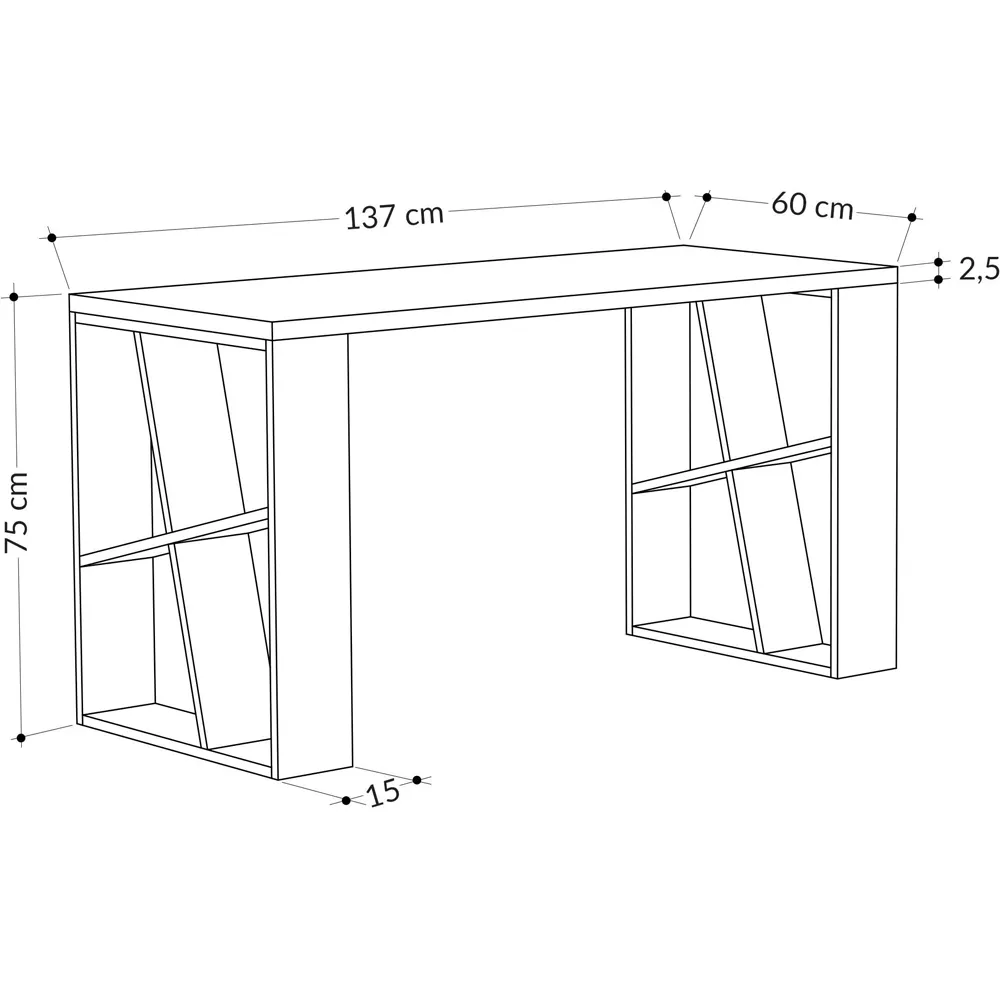 Honey 8 Shelf Desk with Bookcase - White, Oak