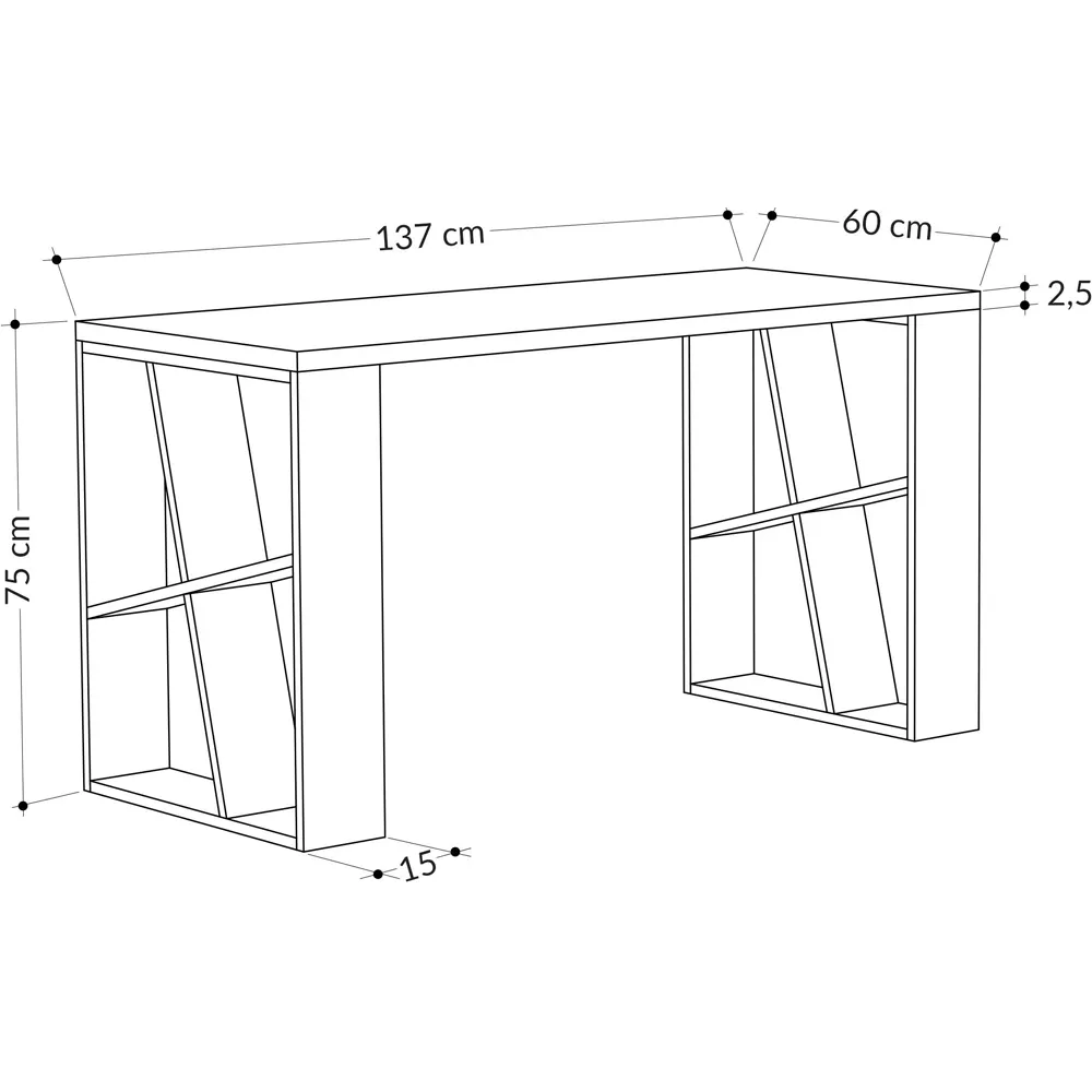 Honey Desk with Bookshelf Legs - White, Oak