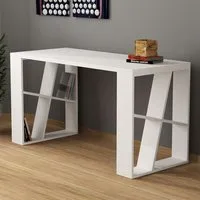 Honey Desk with Bookshelf Legs - White, Oak