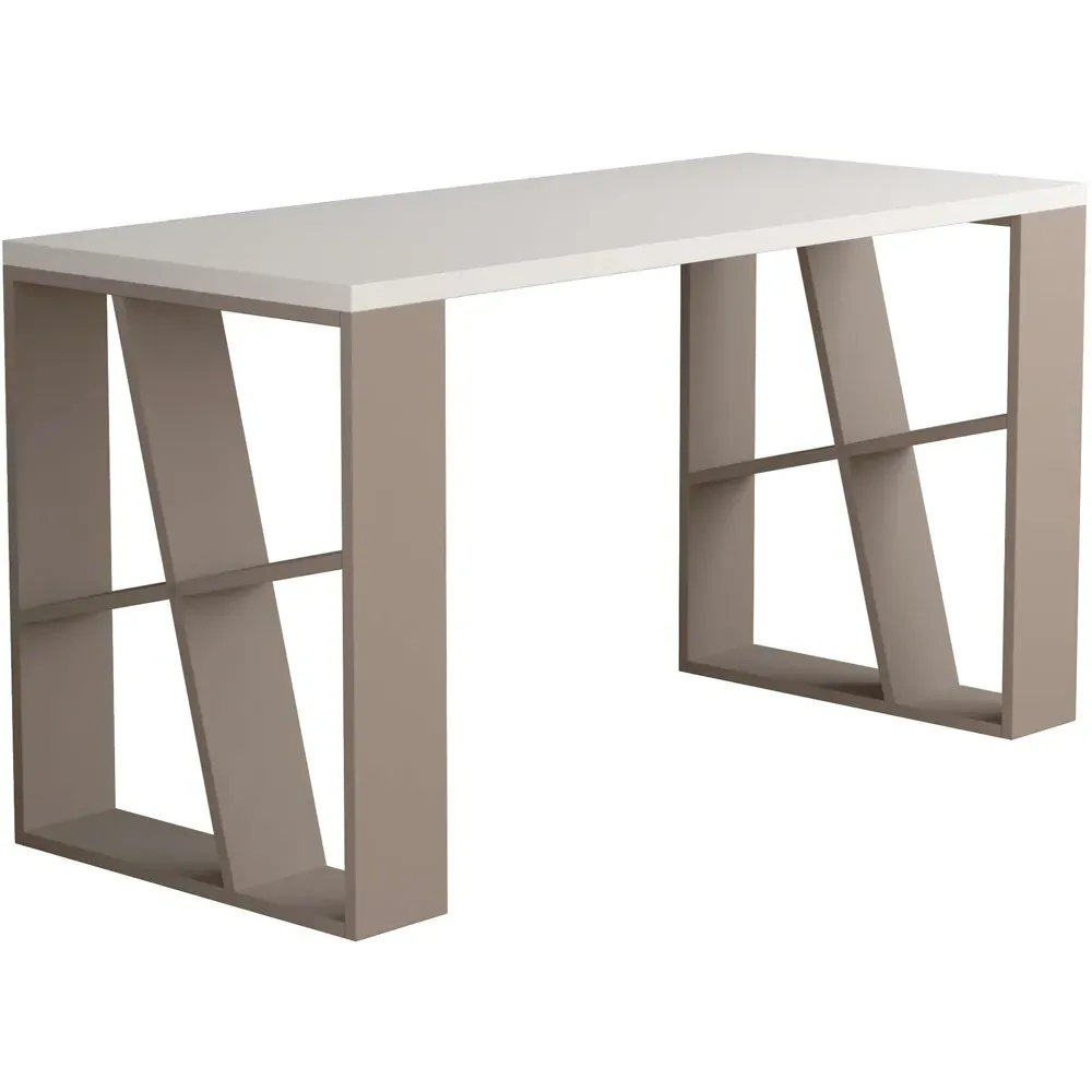 Honey Desk with Bookshelf - White, Oak