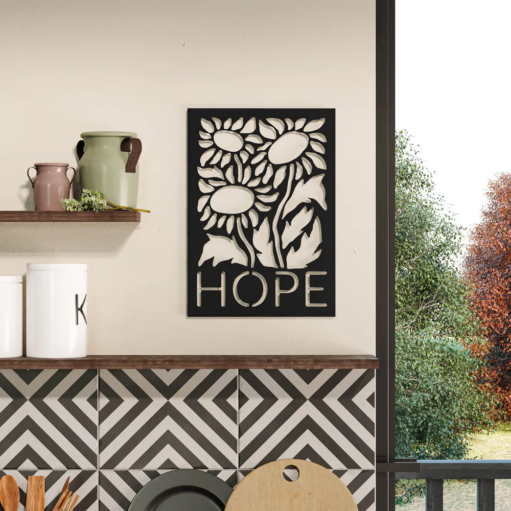 Hope Geometric Wall Art - Black, Metal