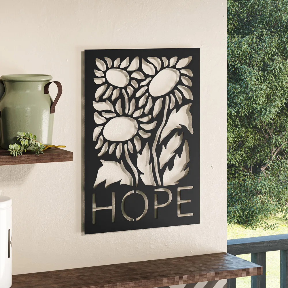 Hope Geometric Wall Art - Black, Metal