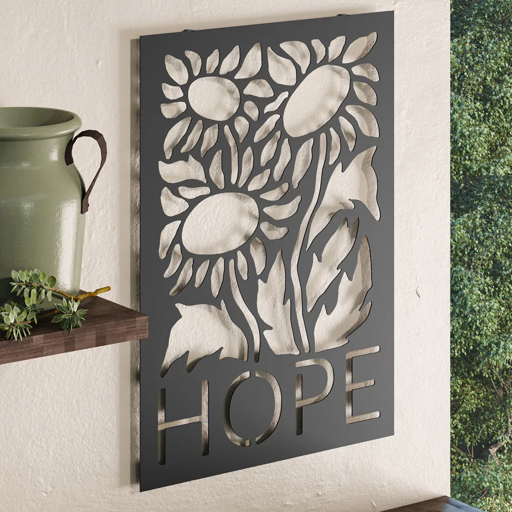 Hope Geometric Wall Art - Black, Metal
