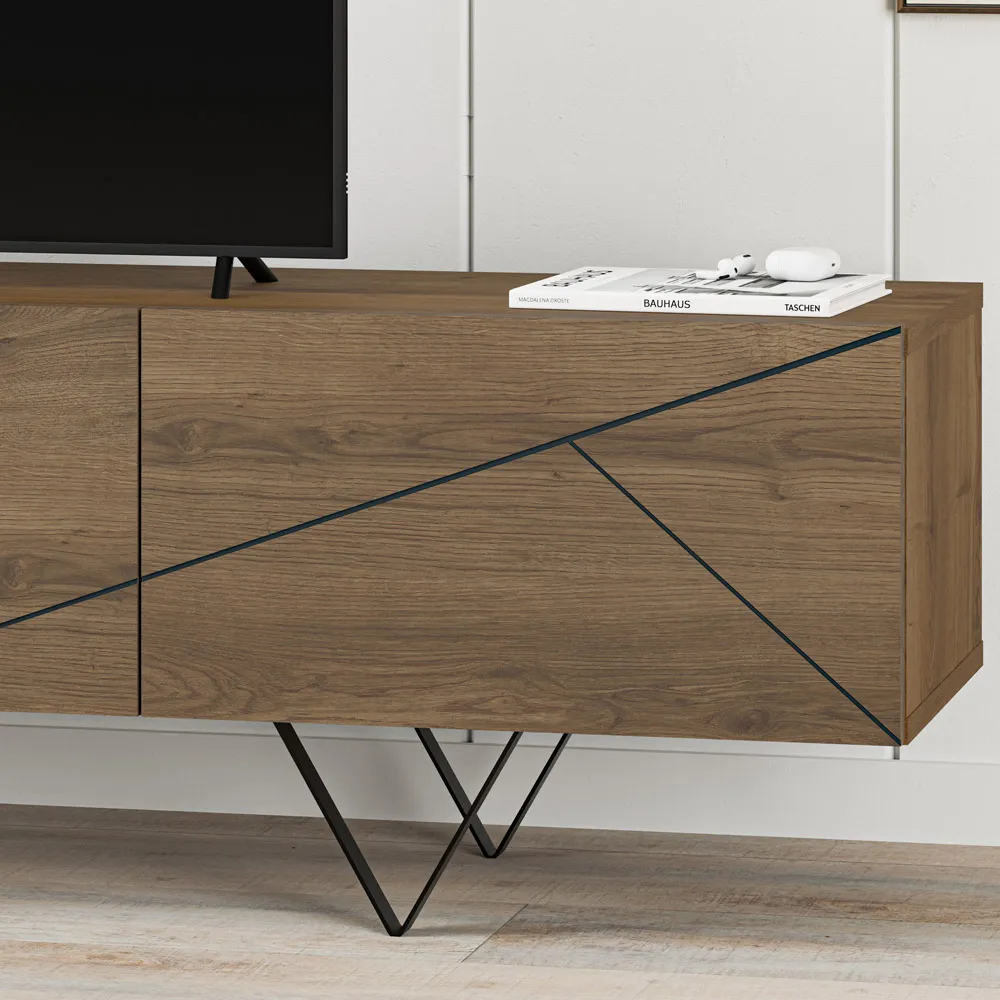 Jakomen 3 Door TV Unit with Storage - Dark Oak