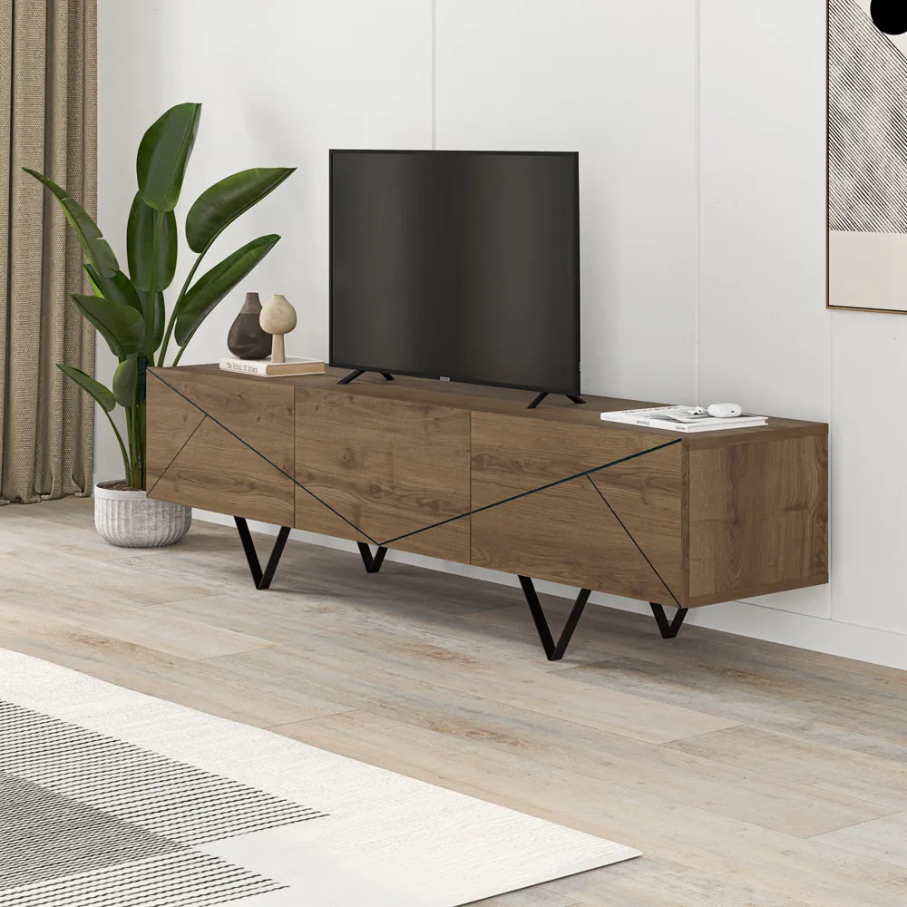 Jakomen 3 Door TV Unit with Storage - Dark Oak