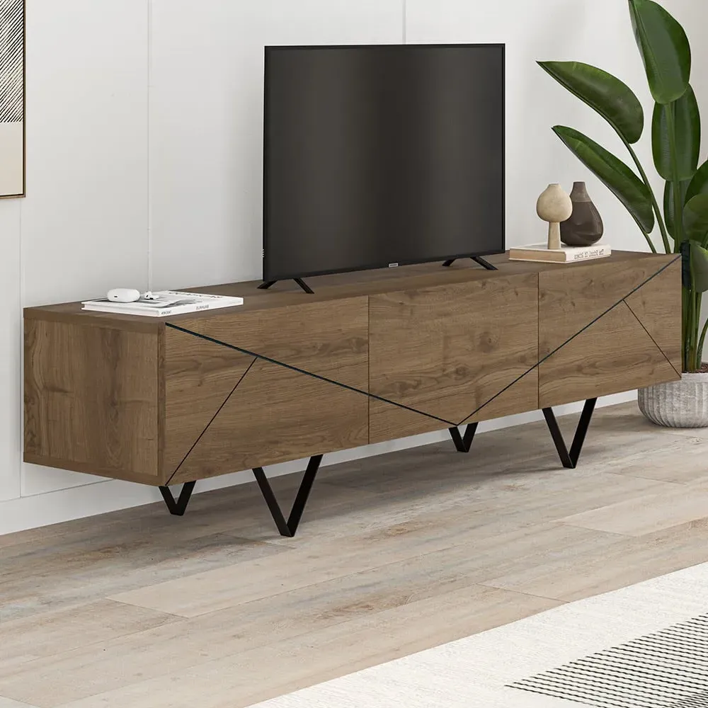 Jakomen 3 Door TV Unit with Storage - Dark Oak image