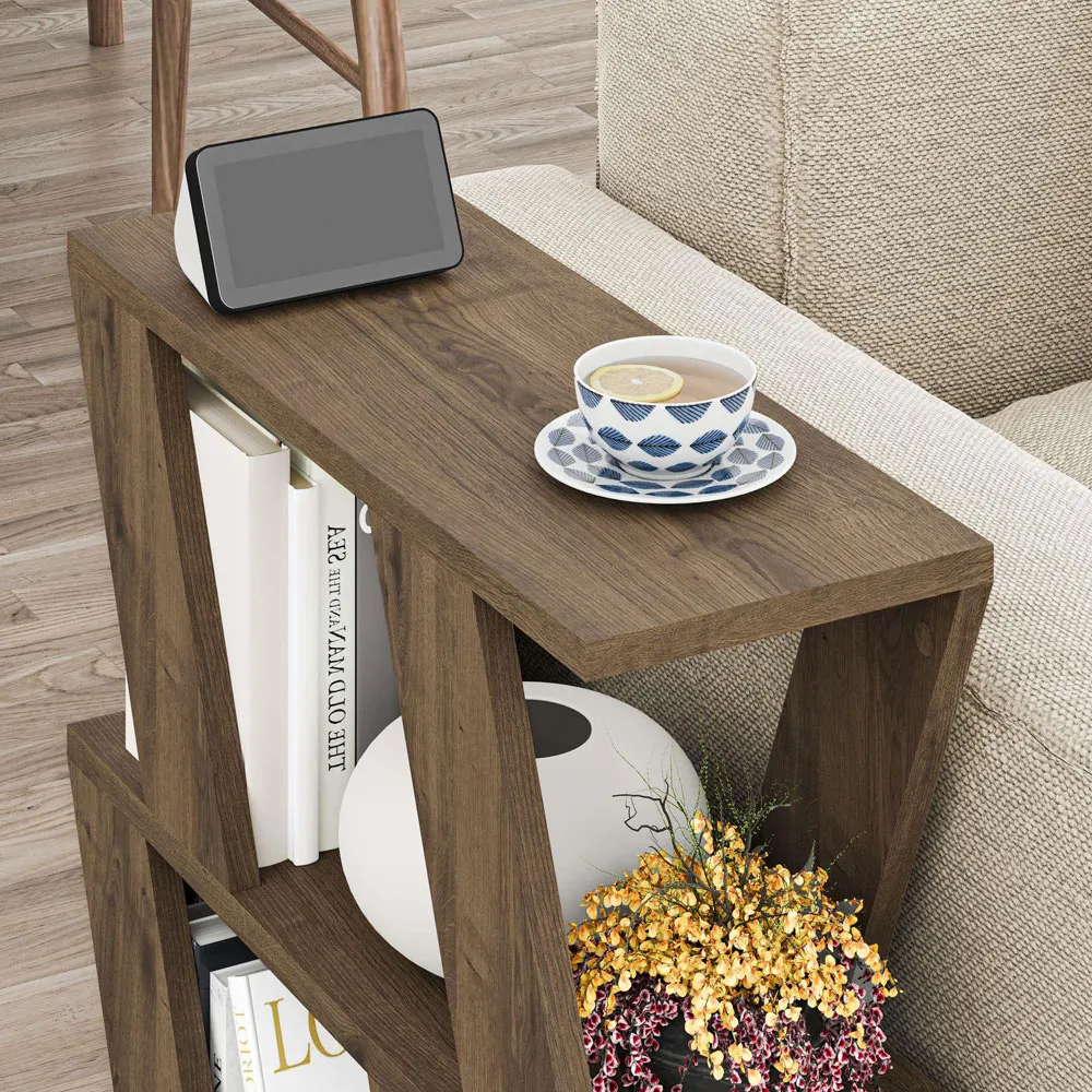 Lazena 2 Shelf Side Table - Dark Oak