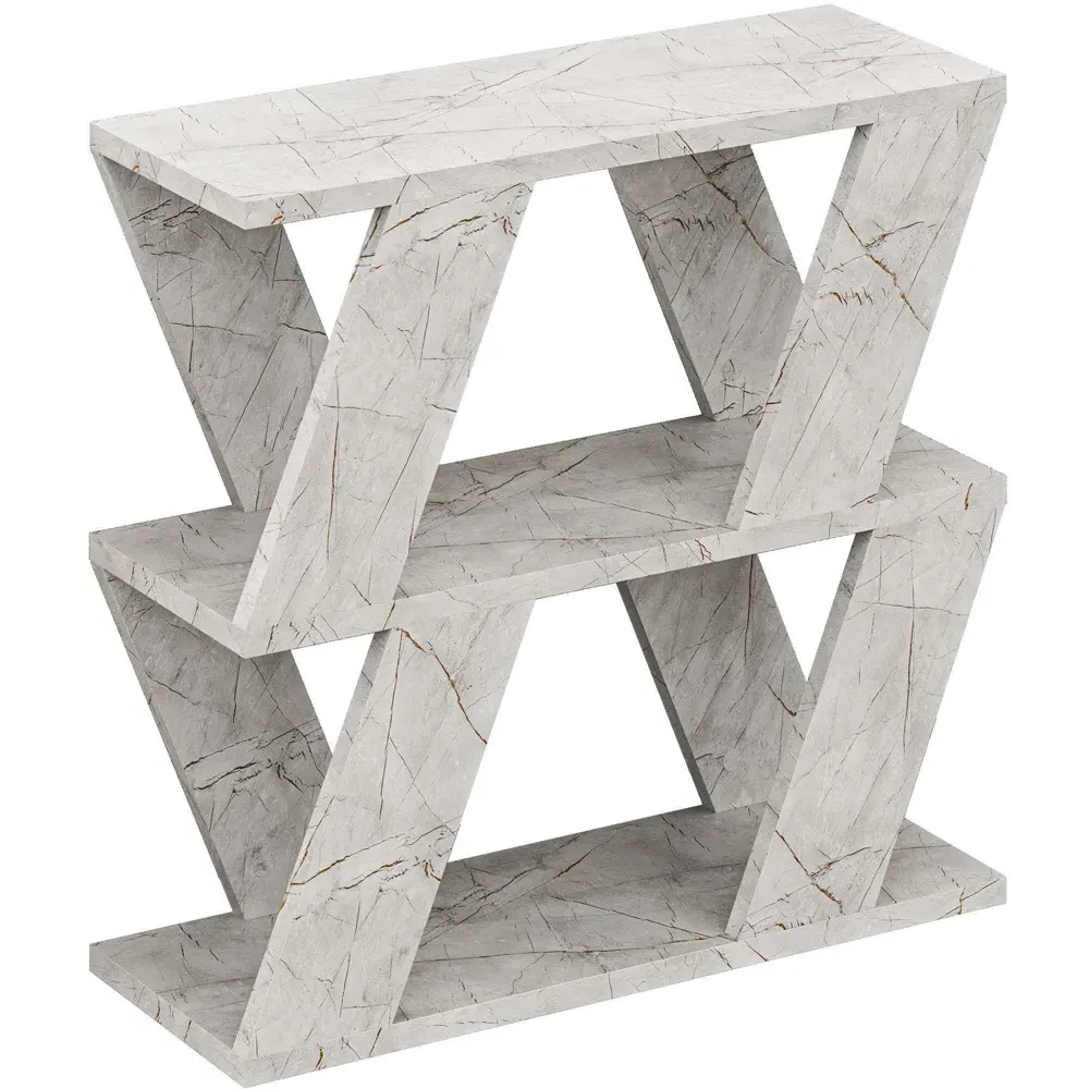Lazena 2 Shelf Side Table - Gold Marble Effect