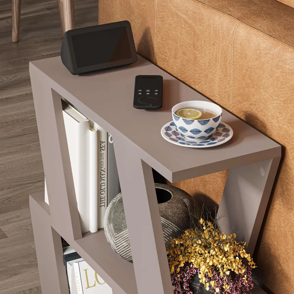 Lazena 2 Shelf Side Table - Mocha Grey
