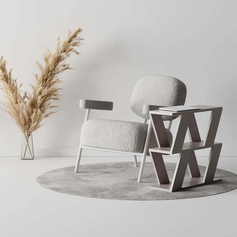 Lazena 2 Shelf Side Table - Mocha Grey