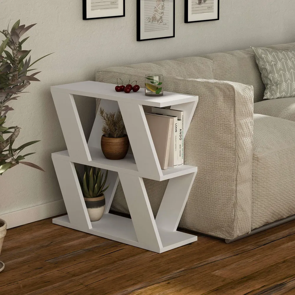 Lazena 2 Shelf Side Table - White