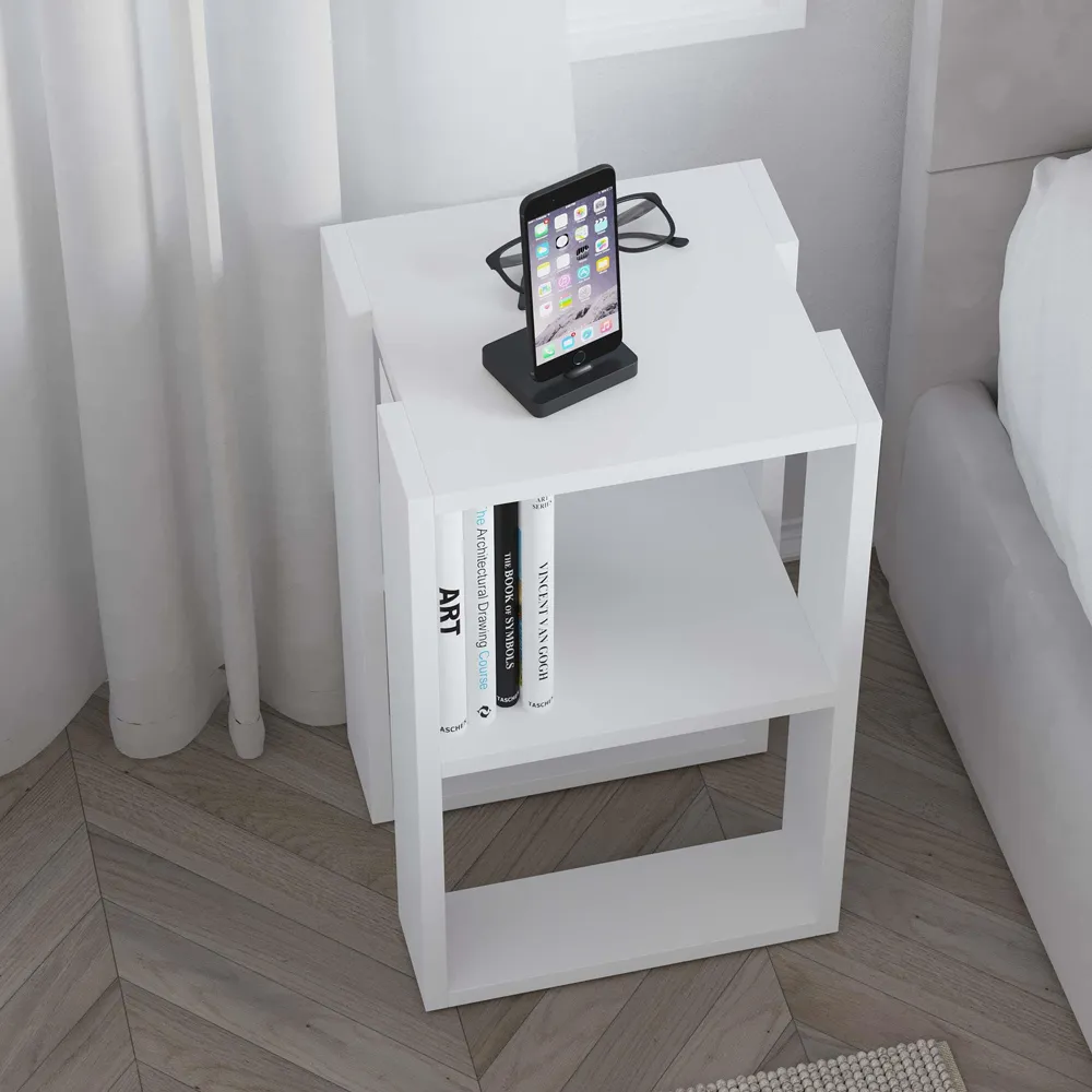 Lonie Single Shelf Bedside Table - White