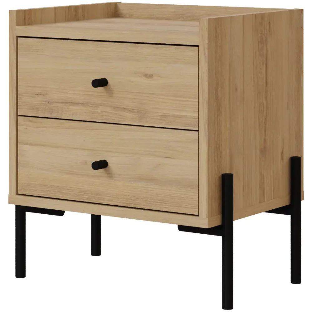 Malta 2 Drawer Bedside Table - Brown, Engineered Wood
