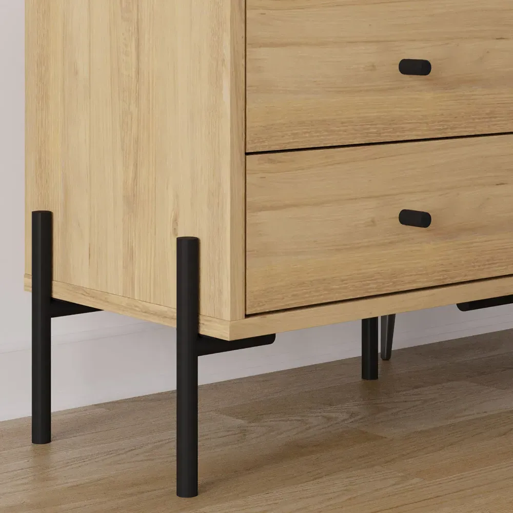 Malta 2 Drawer Bedside Table - Brown, Engineered Wood