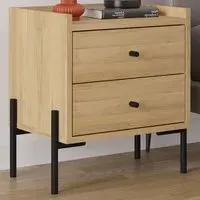Malta 2 Drawer Bedside Table - Brown, Engineered Wood