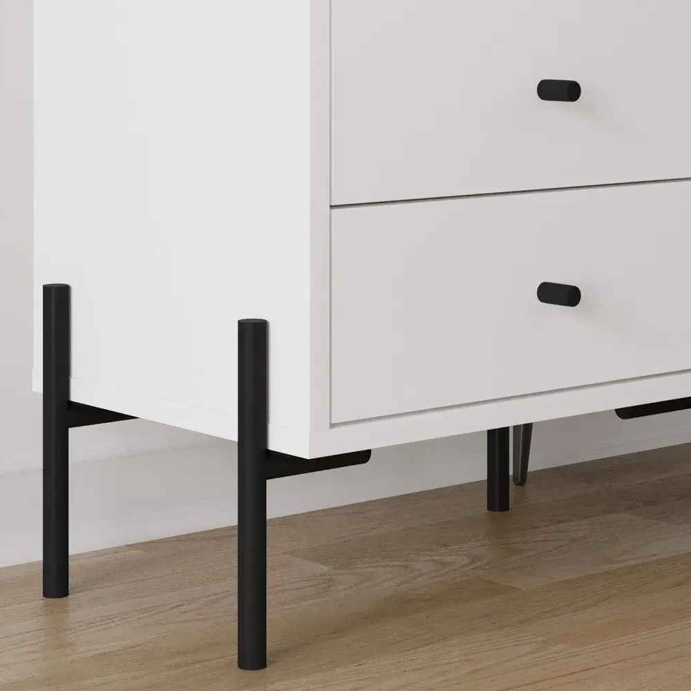 Malta 2 Drawer Bedside Table - White, Engineered Wood