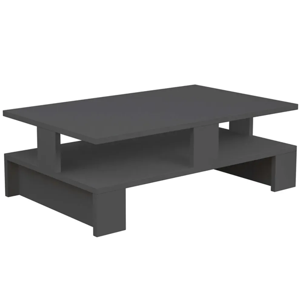 Mansu Single Shelf Coffee Table with Storage - Black