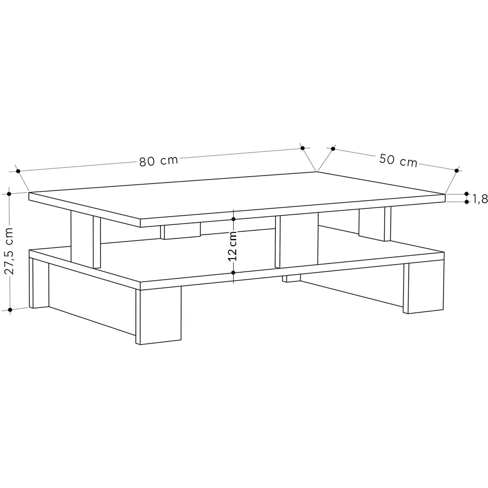 Mansu Single Shelf Coffee Table with Storage - Black