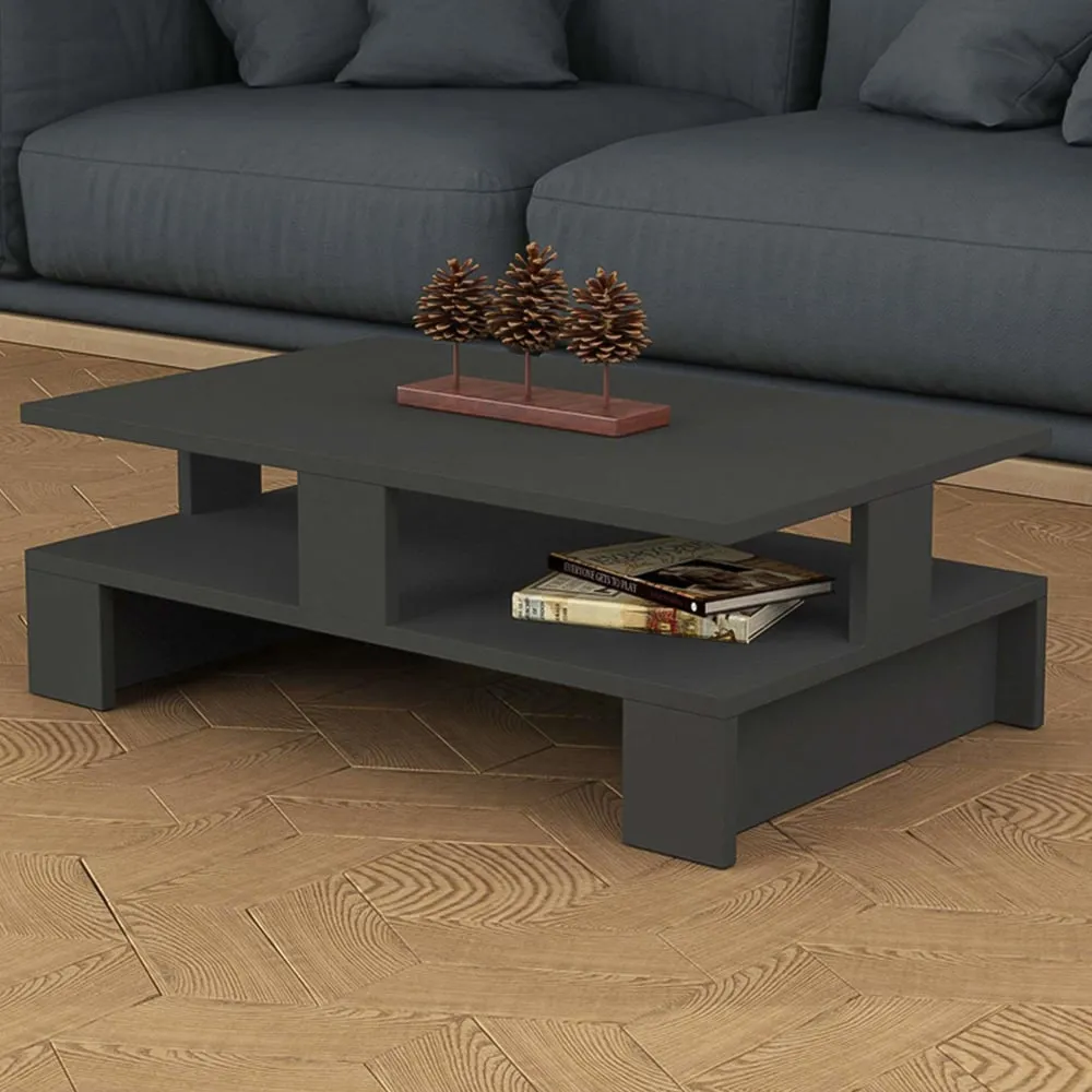 Mansu Single Shelf Coffee Table with Storage - Black