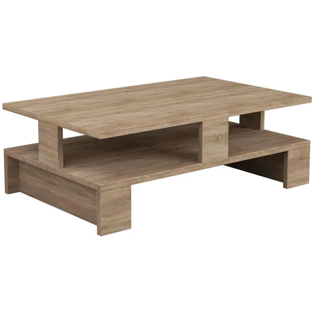 Mansu Single Shelf Coffee Table with Storage - Oak