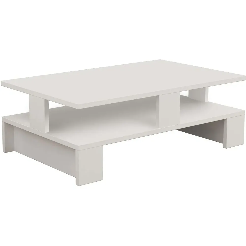 Mansu Single Shelf Coffee Table with Storage - White