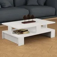 Mansu Single Shelf Coffee Table with Storage - White