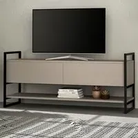 Metola 2 Door TV Unit with Shelf - Mocha Grey