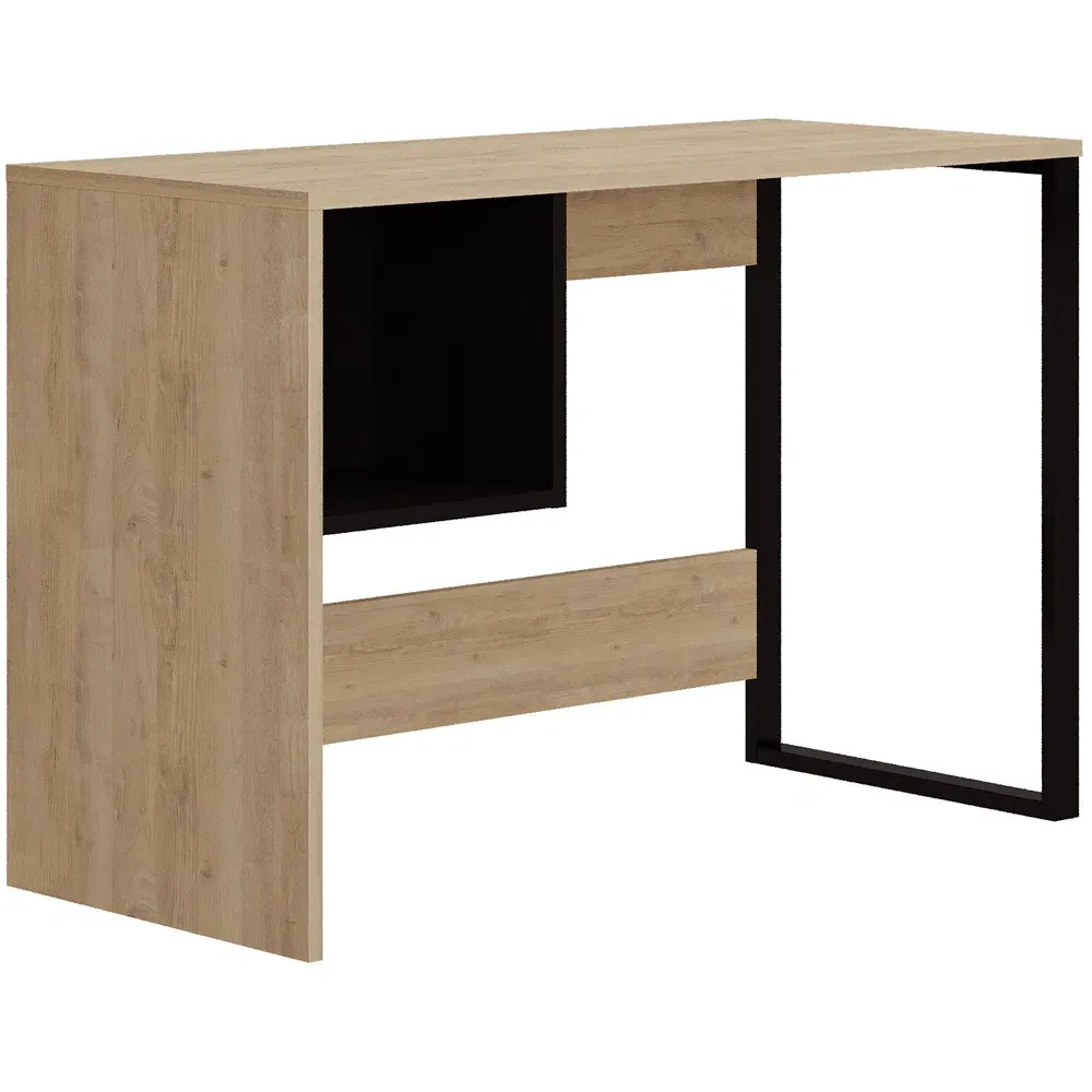 Model Single Shelf Computer Desk with Storage - Black, Oak