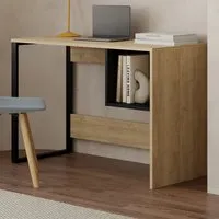 Model Single Shelf Computer Desk with Storage - Black, Oak