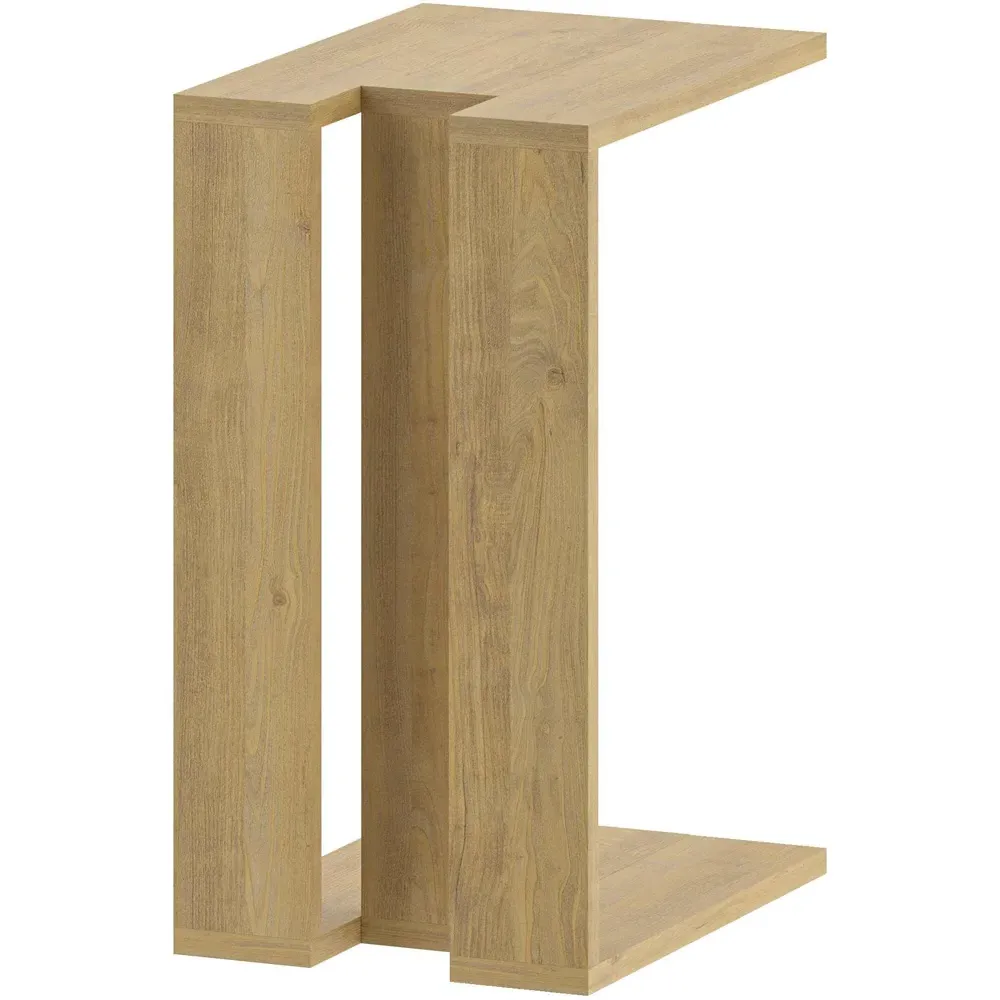 Muju C-Shape Side Table - Cream, Oak