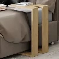 Muju C-Shape Side Table - Cream, Oak