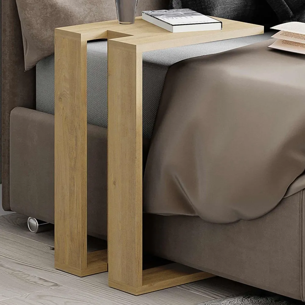 Muju C-Shape Side Table - Cream, Oak image
