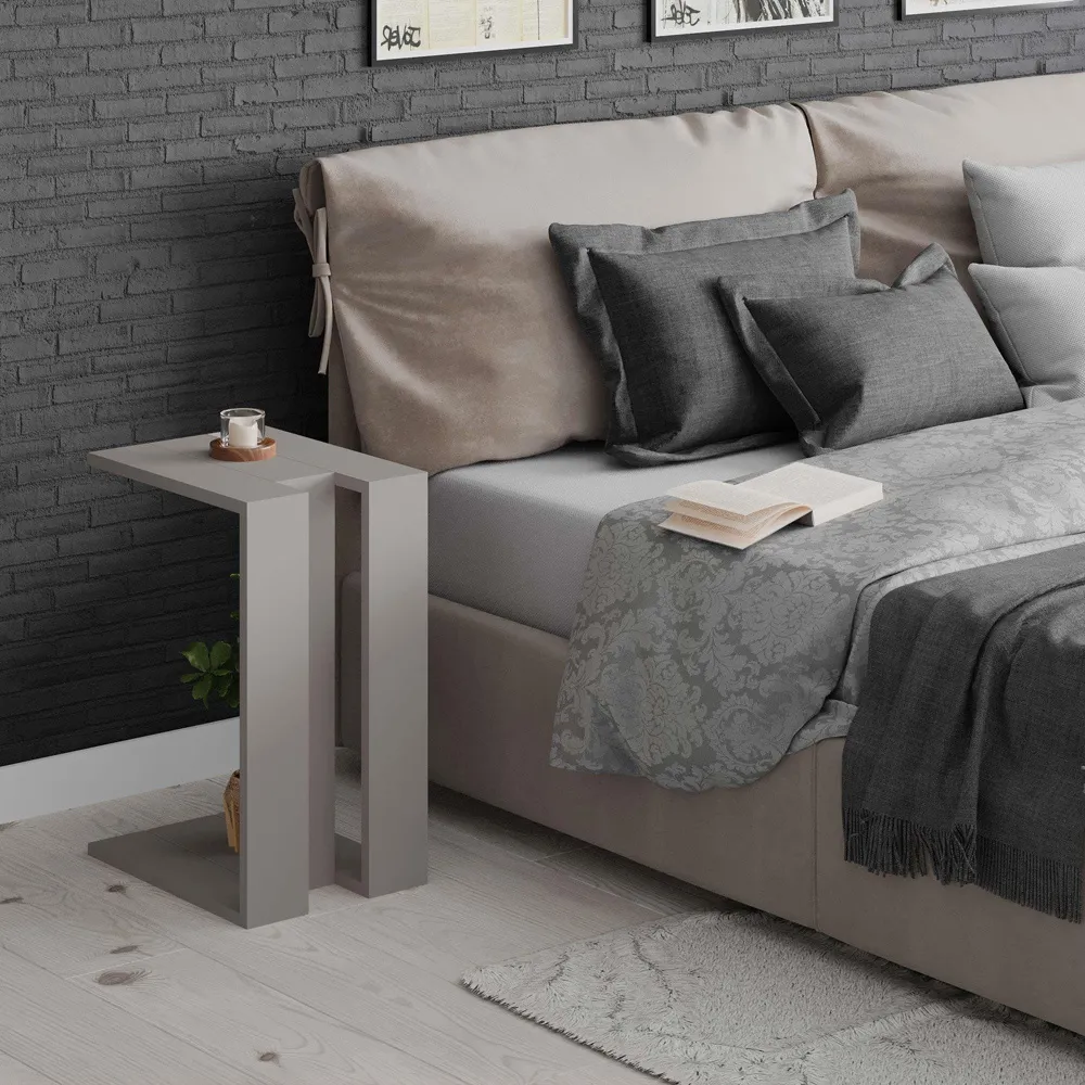 Muju C-Shape Side Table - Mocha Grey