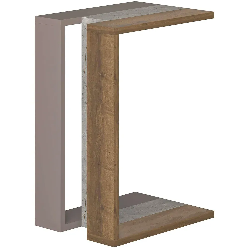 Muju C-Shape Side Table - Mocha Grey, Oak