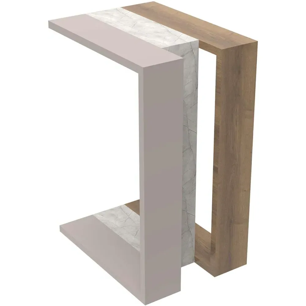 Muju C-Shape Side Table - Mocha Grey, Oak