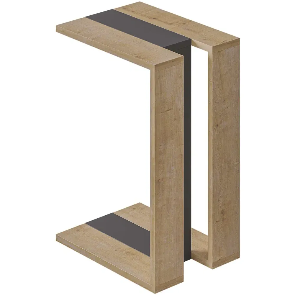 Muju C Shape Side Table - Oak, Anthracite