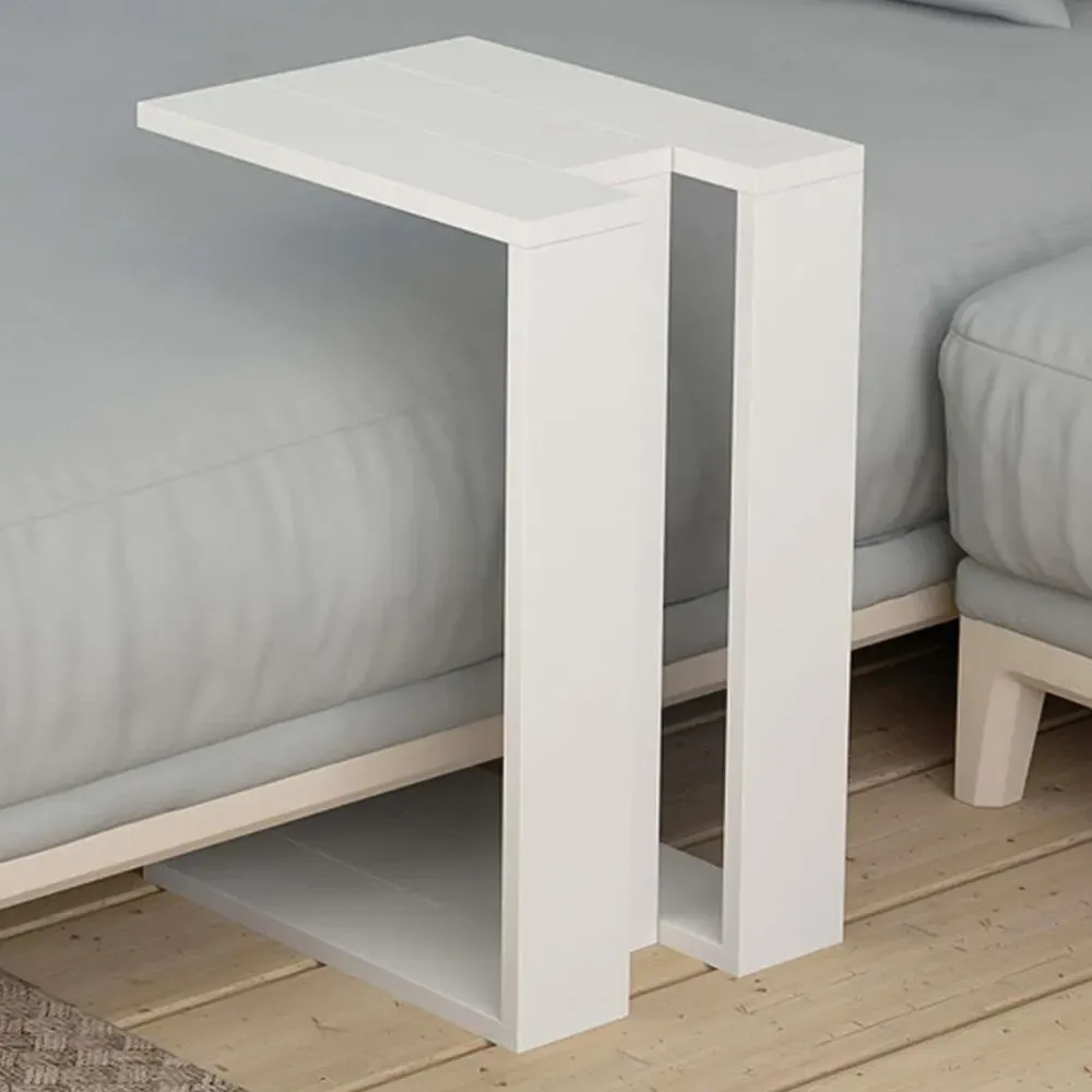 Muju C-Shape Side Table - White