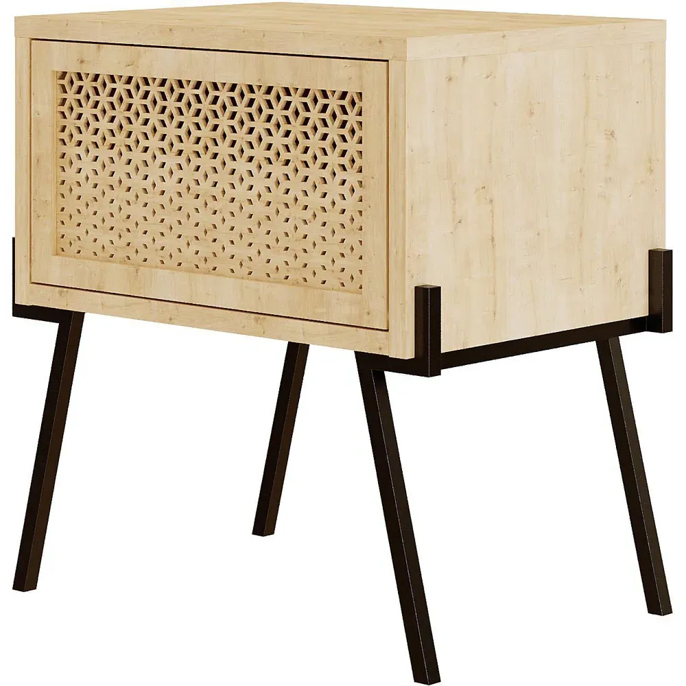 Naive Bedside Table with Storage - Cream, Oak