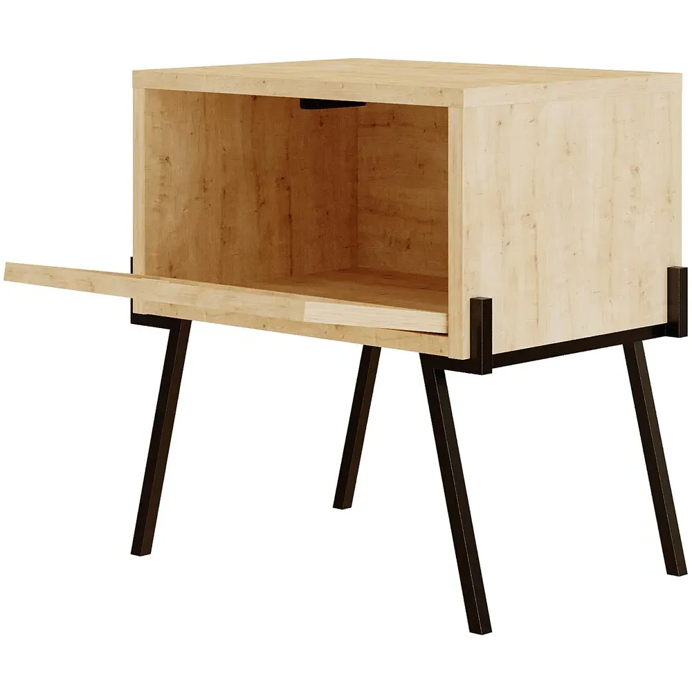 Naive Bedside Table with Storage - Cream, Oak