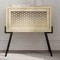 Naive Bedside Table with Storage - Cream, Oak