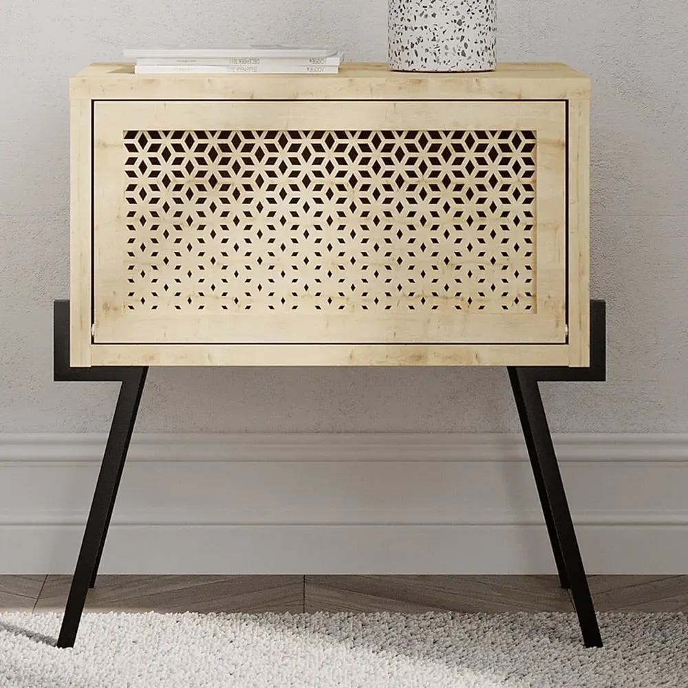 Naive Bedside Table with Storage - Cream, Oak image