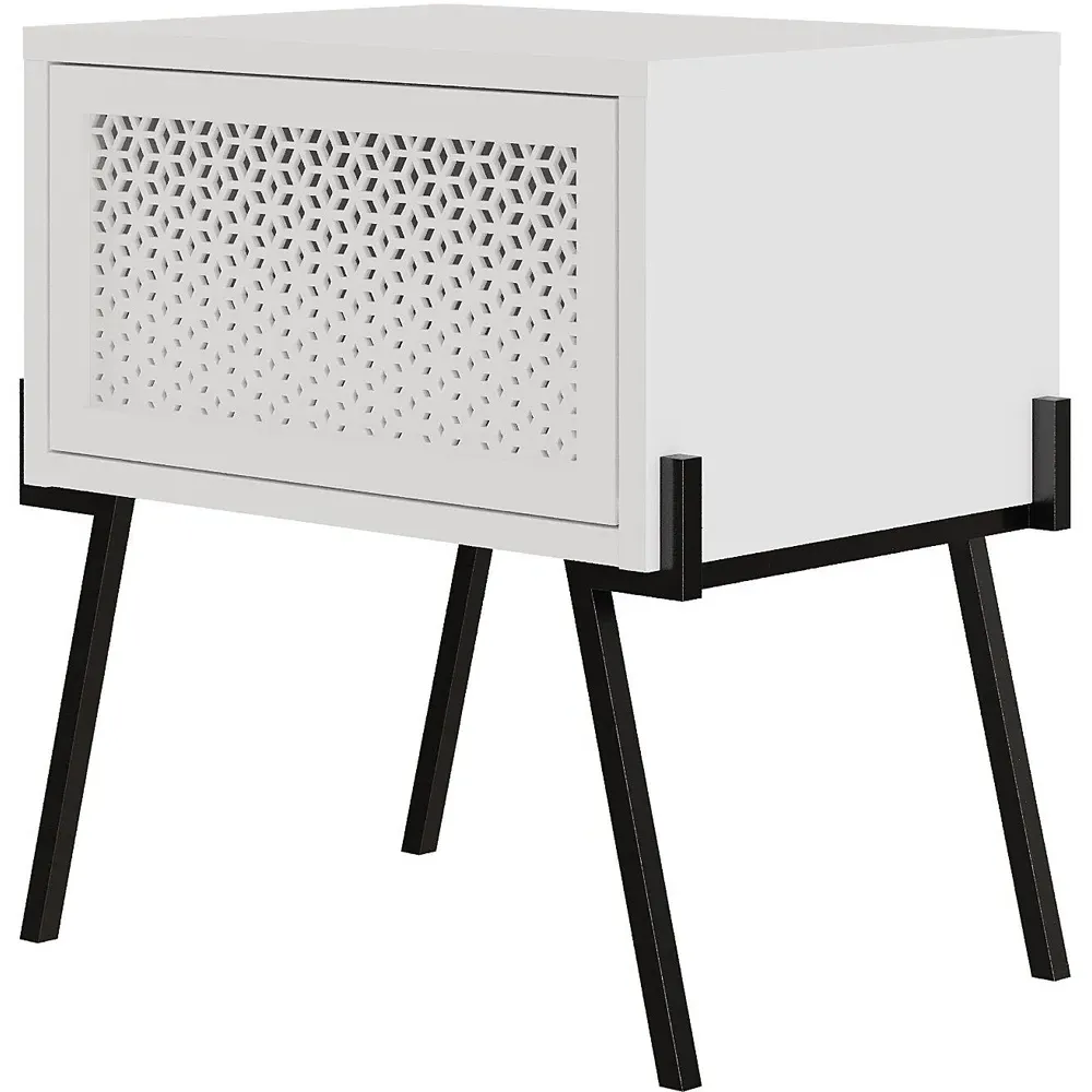 Naive Bedside Table with Storage - White
