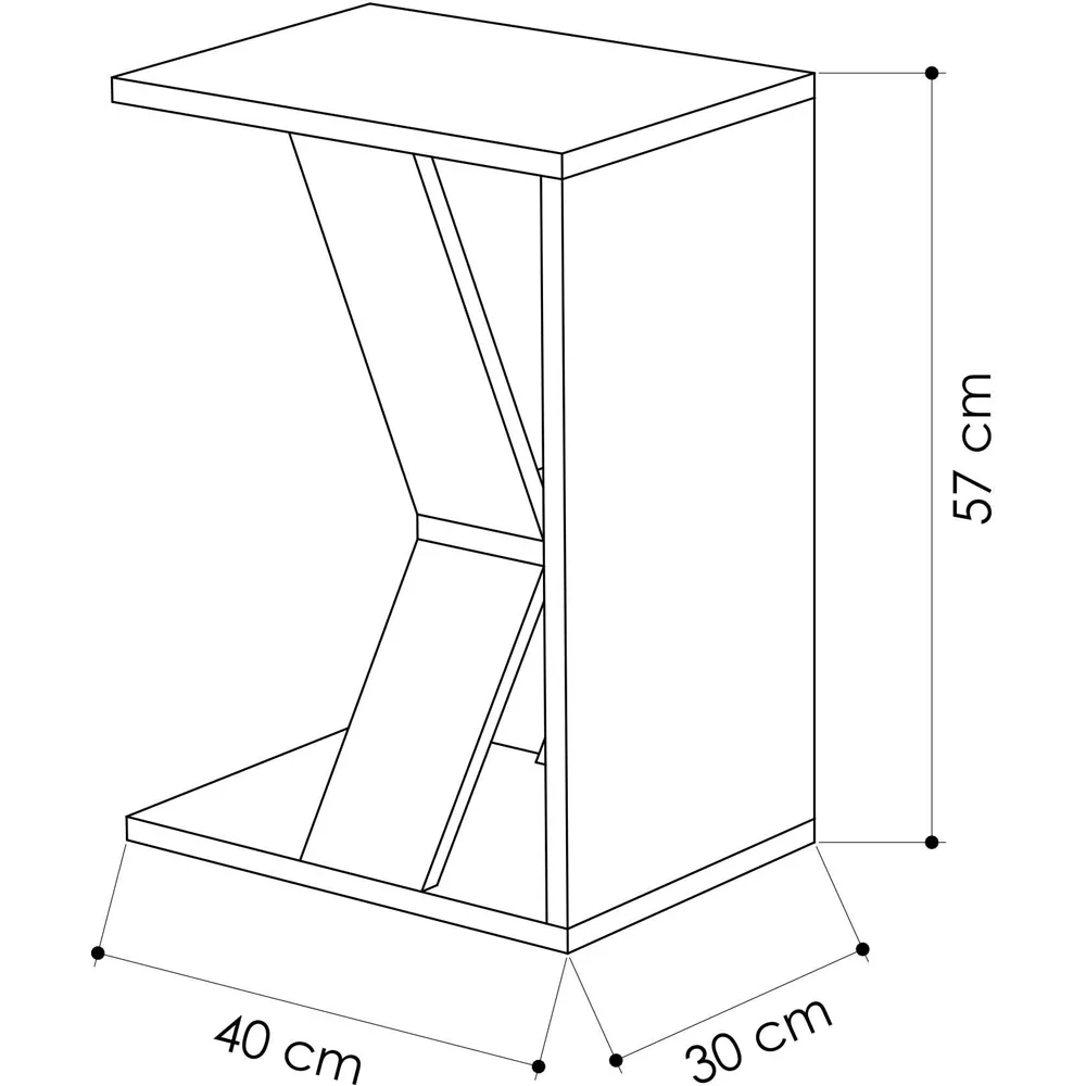 Naze C-Shape Side Table with Shelf - Anthracite