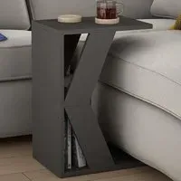 Naze C-Shape Side Table with Shelf - Anthracite