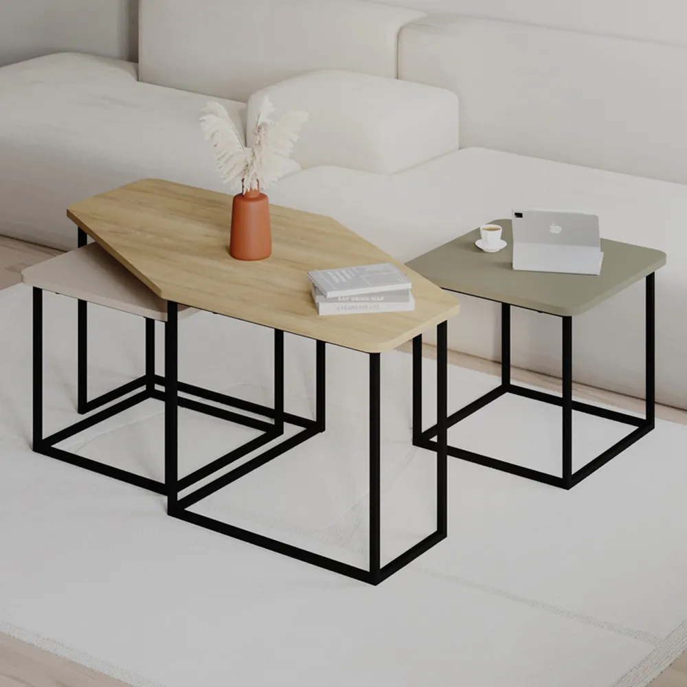 Nesty Nest of Coffee Tables Set of 3 - Multi, Oak image