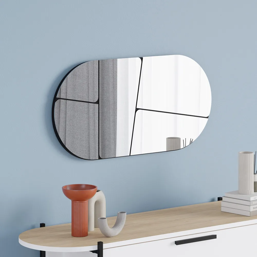 Otis Oval Wall Mirror with Bevelled Edge - Black
