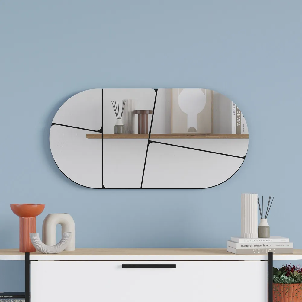 Otis Oval Wall Mirror with Bevelled Edge - Black