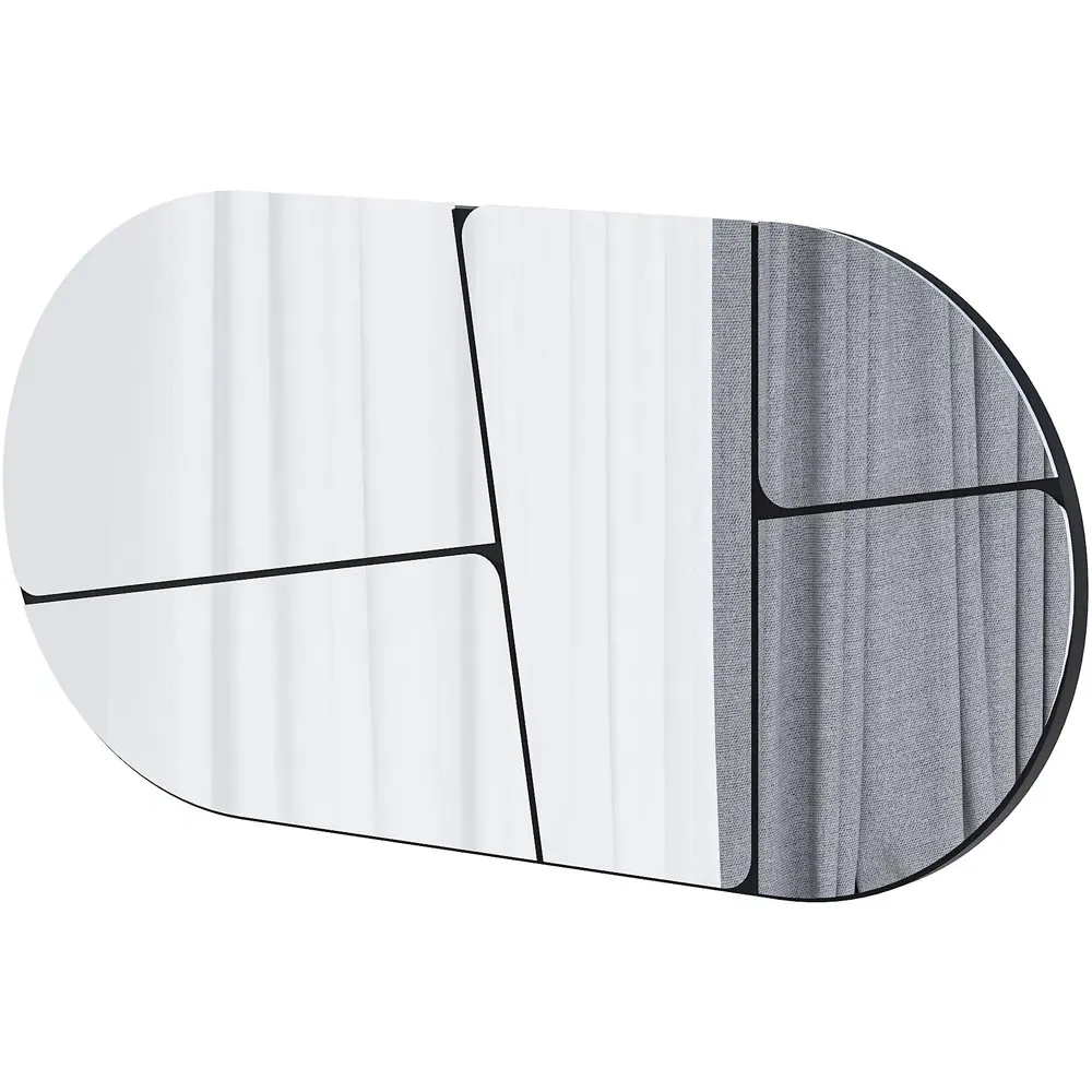 Otis Oval Wall Mirror with Bevelled Edge - Black image