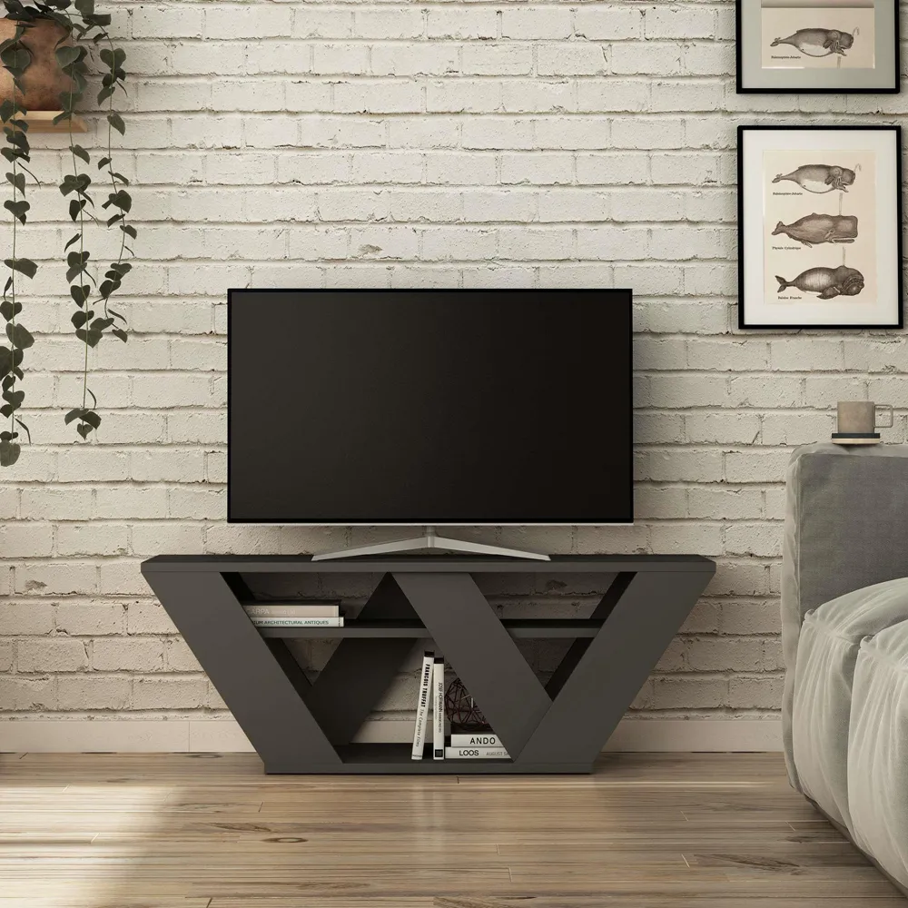 Pipralla 2 Shelf TV Unit - Black