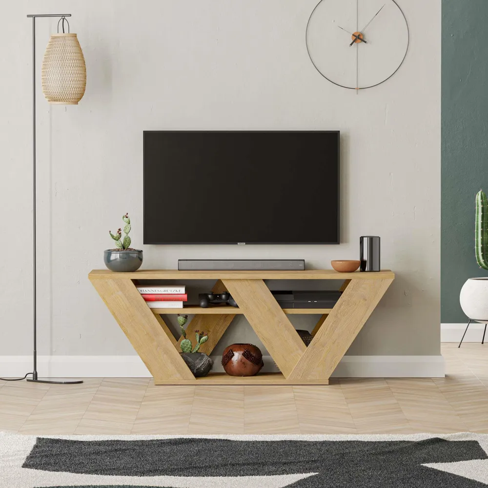 Pipralla 2 Shelf TV Unit - Oak